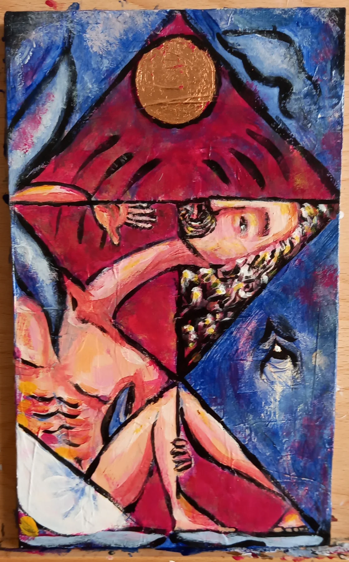 Jonas and the Whale · Acrílico sobre tabla · 25 × 15 cm